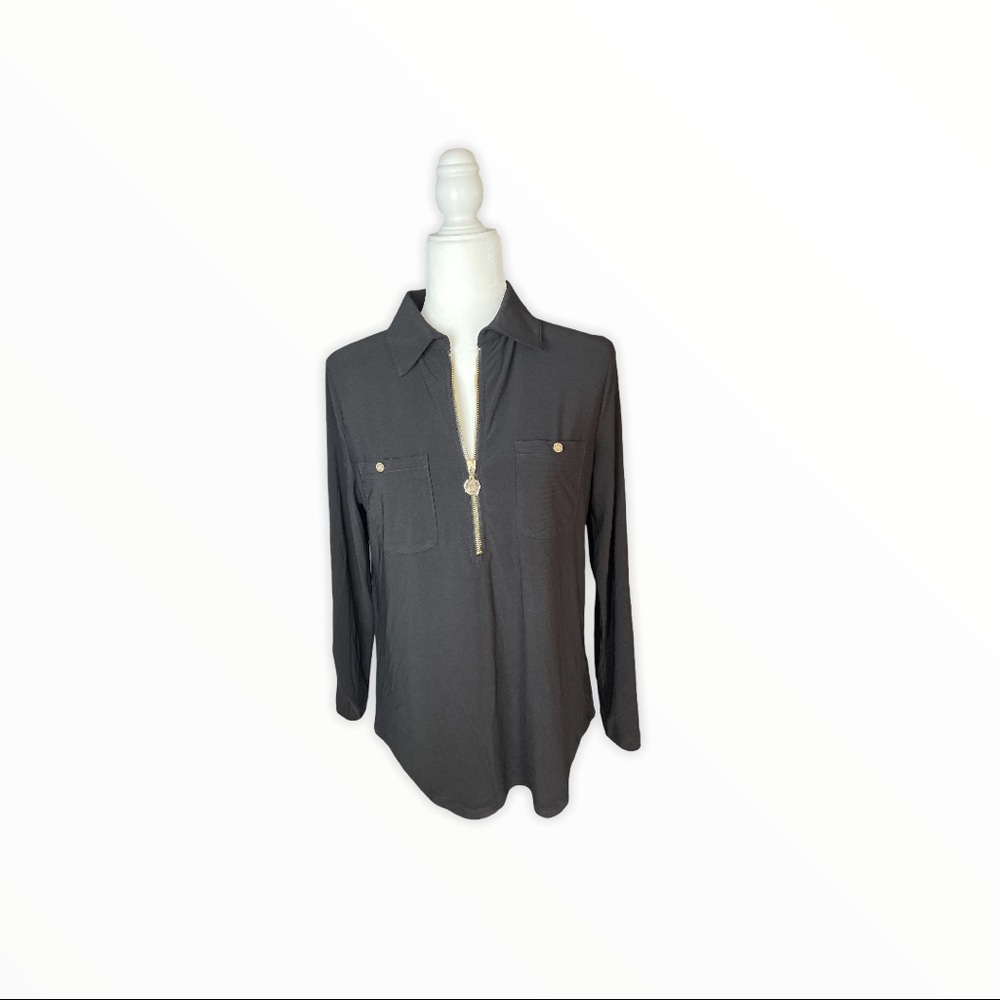 Black Matte Jersey Blouse
